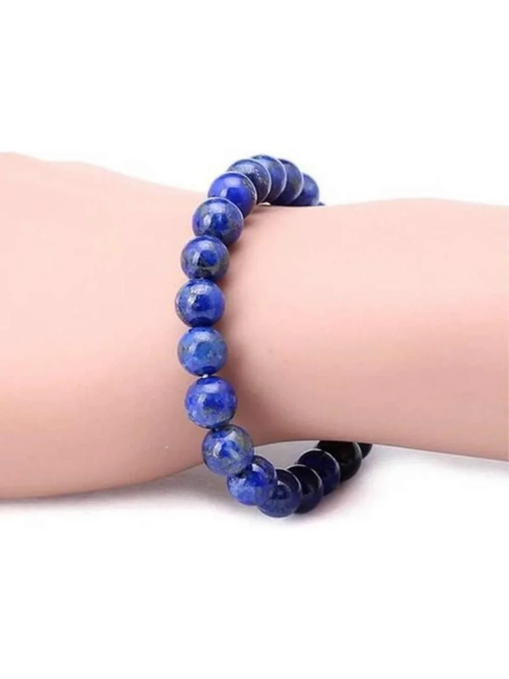 Handmade Crystal Agate & Lapis Lazuli Bead Stretch Bracelet - Gemstone